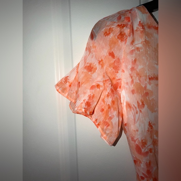 DKNY Orange Floral Midi Dress - Picture 2 of 6